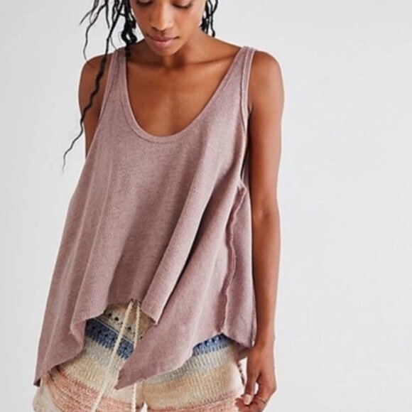 Free People We the Free Sing La La Handkerchief Hem Purple Tank Top Size Small - Picture 1 of 5